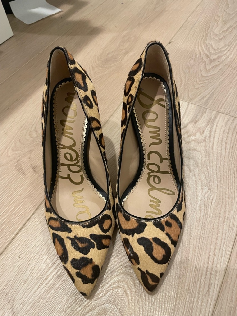 Sam Edelman Hazel Leopard Print Pointed Toe Pumps - Tan/Black